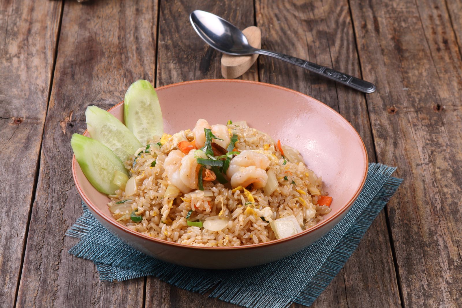 Shrimp fried rice served in a bowl